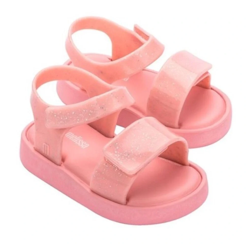 Mini Melissa Jump Sandals Pink Glitter Jelly Shoes Sz 6